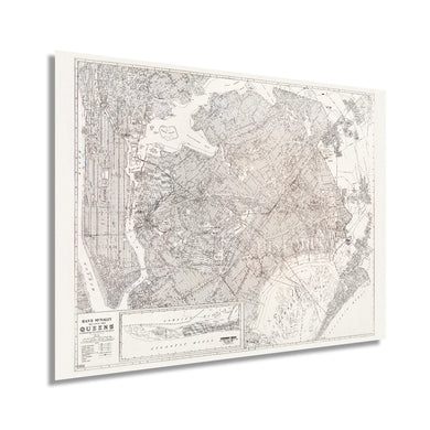 Digitally Restored and Enhanced 1922 Queens New York City Map Poster - Queens NYC Map Wall Art Decor - Old Metropolitan Map of New York City - Includes Inset of Rockaway Beach