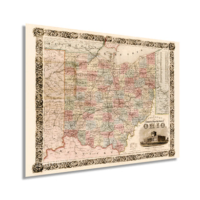 Digitally Restored and Enhanced 1851 State of Ohio Map - Ohio State Vintage Map - Township Map of the State of Ohio Wall Art - Ohio State Print - Ohio Wall Map Poster - Ohio Map Art - Ohio Decor