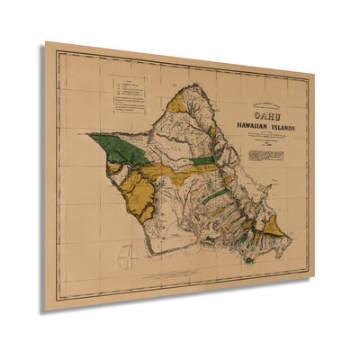 Digitally Restored and Enhanced 1881 Oahu Hawaii Vintage Map - Vintage Map of Oahu Hawaii Wall Art - Map of Hawaii Oahu Poster - Survey of Oahu Hawaiian Islands - Old Map Oahu - Historic Oahu Print