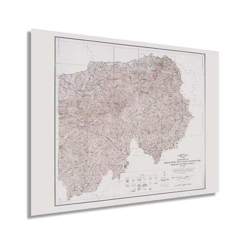 Digitally Restored and Enhanced 1978 Great Smoky Mountains Map - Eastern Topographic Map of Great Smoky Mountains National Park Tennessee & North Carolina