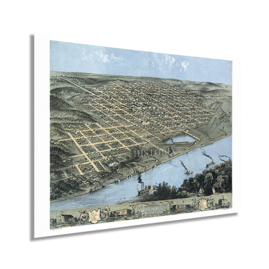 Digitally Restored and Enhanced 1868 Omaha Nebraska Map - Vintage Omaha Wall Art - Old Omaha Nebraska Map Print - Historic Map of Omaha NE Poster - Bird's Eye View History Map of Omaha Nebraska