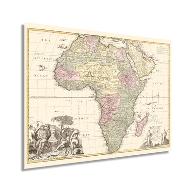 Digitally Restored and Enhanced 1725 Africa Map - Vintage Map of Africa Poster - Old Poster of Africa Wall Art - Vintage Africa Map - Shows Boundaries Rivers Forests and Settlements