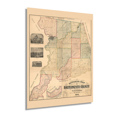 Digitally Restored and Enhanced 1885 Sacramento County California Map - Vintage Sacramento Map Wall Art - Old Sacramento CA Map - Historic Sacramento Poster Print - Restored Official Map of Sacramento CA