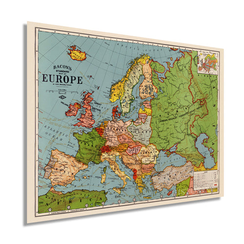 Digitally Restored and Enhanced 1925 Map of Europe - Vintage Map Europe Wall Art - Bacon's Standard Map of Europe Poster - Vintage Europe Map Poster - Europe Decor Poster Map of Europe