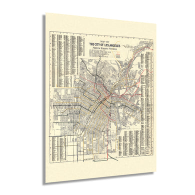 Digitally Restored and Enhanced 1906 Los Angeles City Map - Vintage Map of Los Angeles California - Old Los Angeles Wall Art - Los Angeles Map Poster - History Map of Los Angeles Showing Railway Systems