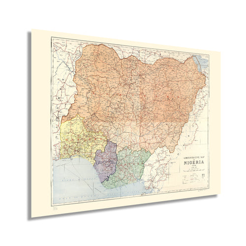 Digitally Restored and Enhanced 1965 Vintage Nigeria Map - Vintage Administrative Map of Nigeria Wall Art - Old Federal Republic of Nigeria West Africa Map Poster