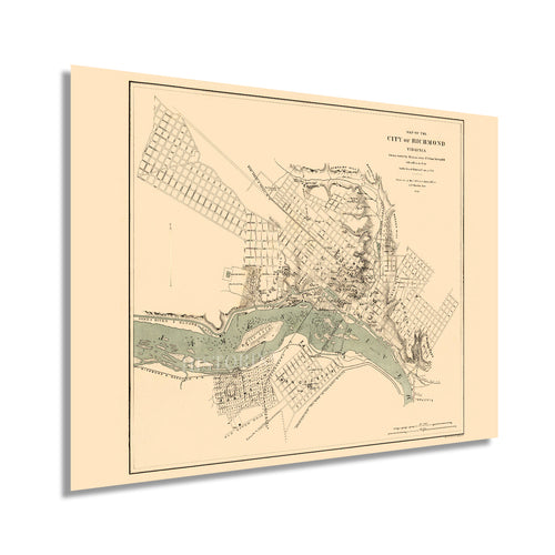 Digitally Restored and Enhanced 1864 Richmond Virginia Map - Vintage Richmond Map Wall Art - Historic Map of Richmond VA Poster - Old Richmond Map - City of Richmond VA Map Print