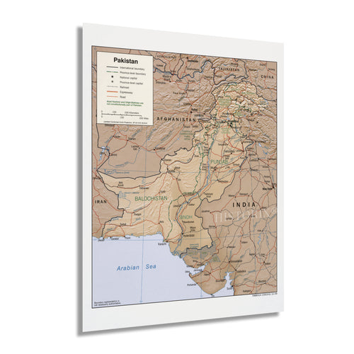 Digitally Restored and Enhanced 2009 Pakistan Map Poster - Map of Pakistan - Islamic Republic of Pakistan Map