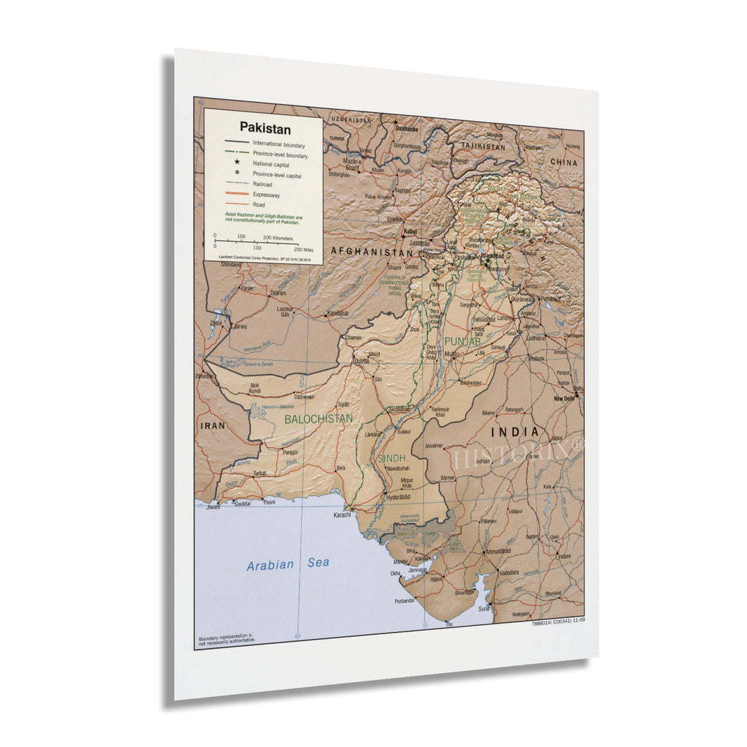 Digitally Restored and Enhanced 2009 Pakistan Map Poster - Map of Pakistan - Islamic Republic of Pakistan Map