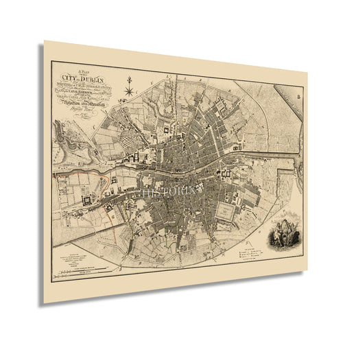 Digitally Restored and Enhanced 1797 Dublin Ireland Map - Vintage Map of Ireland Wall Art - Old Dublin City Map Poster - Historic Map of Dublin Wall Art - A Plan of the City of Dublin Map