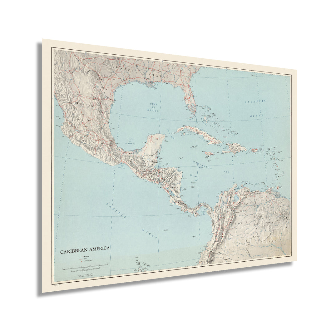 Digitally Restored and Enhanced 1961 Caribbean America Map - Vintage Caribbean Map Wall Art - Old Caribbean Map Poster - History Map of the Caribbean America Wall Art - Restored Caribbean Poster