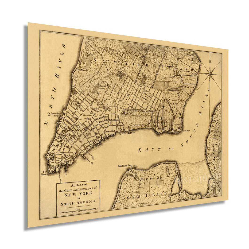 Digitally Restored and Enhanced 1776 Plan of New York City Map Print - NYC Vintage Map Wall Art - Map of New York City Poster - New York City Map Art - Vintage New York Poster - NYC Map Art