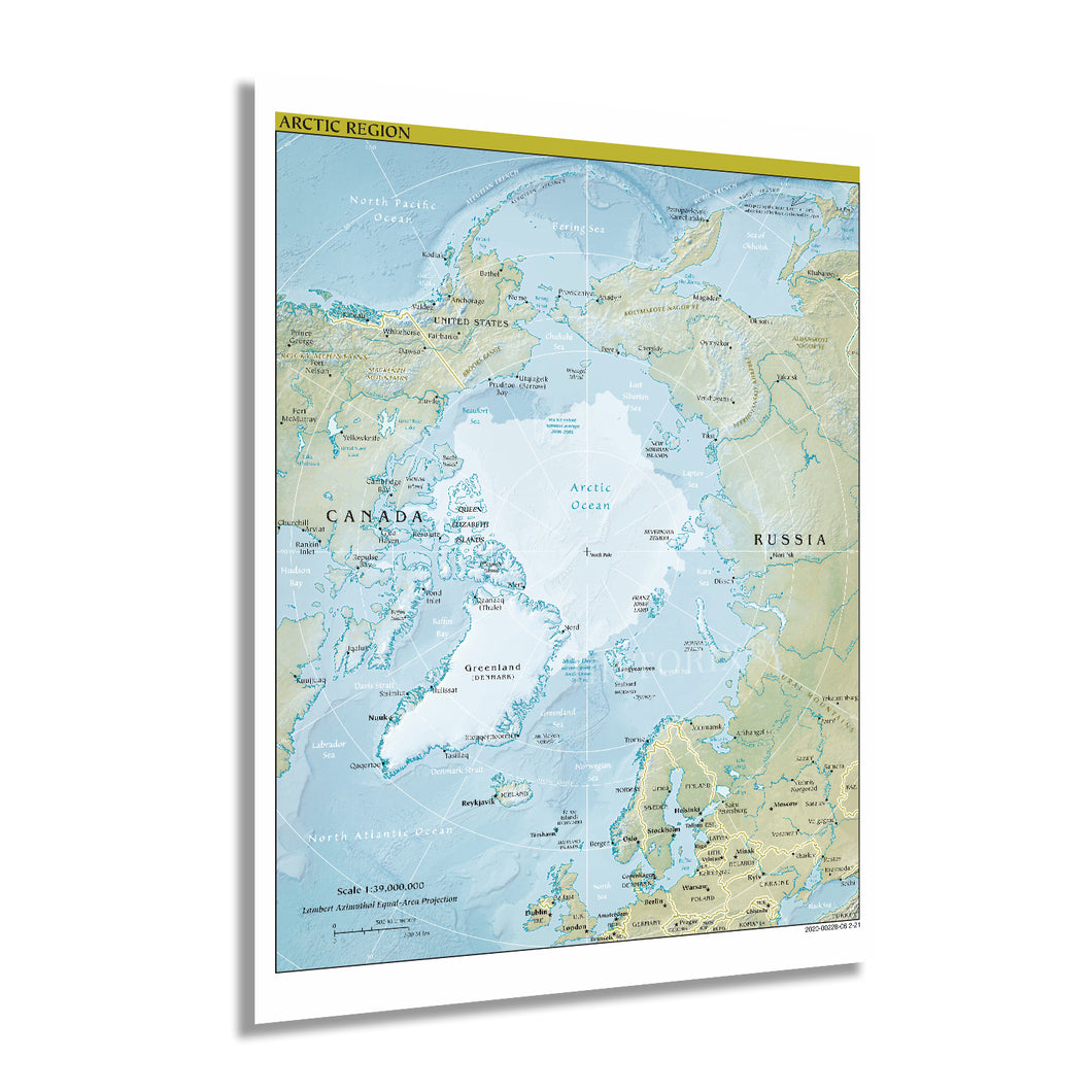 Digitally Restored and Enhanced 2021 Arctic Region Map Poster - Arctic Poster Print - North Pole Poster - Polar Region Map - Arctic Ocean Map