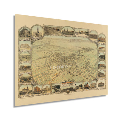 Digitally Restored and Enhanced 1901 Bakersfield California Map Poster - Bakersfield CA Map Wall Art - Bakersfield Kern County California Wall Map History