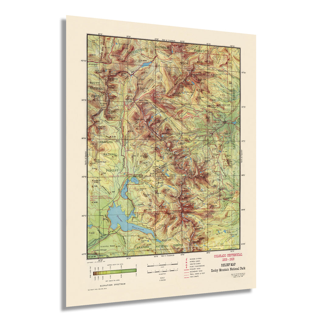 Digitally Restored and Enhanced 1959 Rocky Mountain National Park Map - Vintage Map Wall Art - Rocky Mountain Map Poster - Colorado Vintage Map - Rocky Mountain National Park Poster