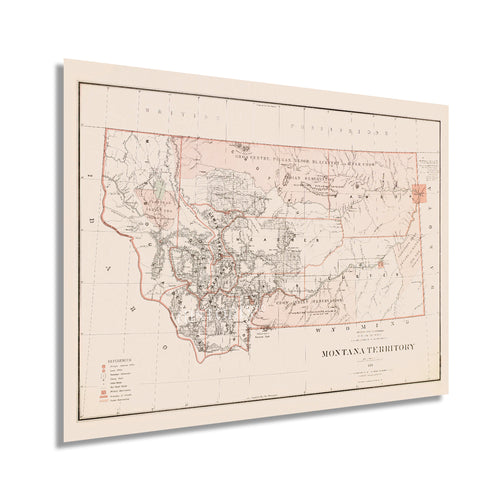 Digitally Restored and Enhanced 1879 Montana State Map - Vintage Map of Montana Wall Art - Old Montana Map Wall Art - Montana Wall Map - Historic Territory Map of Montana Poster