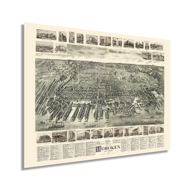 Digitally Restored and Enhanced 1904 Hoboken New Jersey Map - City of Hoboken Wall Art - History Map of Hoboken NJ - Hudson County New Jersey Vintage Map