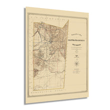 Load image into Gallery viewer, Digitally Restored and Enhanced 1883 Santa Fe County New Mexico Map - Vintage Santa Fe Wall Art - Old Santa Fe Map Poster - Topographical Map of Santa Fe County NM Showing Landowners Grants
