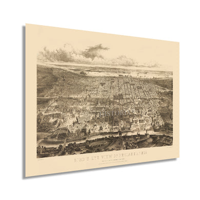 Digitally Restored and Enhanced 1857 Philadelphia Pennsylvania Map - Vintage Map of Philadelphia Wall Art - Bird's Eye View of Philadelphia PA Map Poster