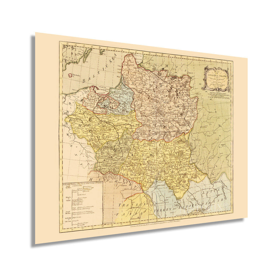Digitally Restored and Enhanced 1770 Poland and Lithuania Map Poster - Vintage Map of Kingdom of Poland and The Grand Dutchy of Lithuania - Old Historic Polish Lithuanian Commonwealth Wall Art