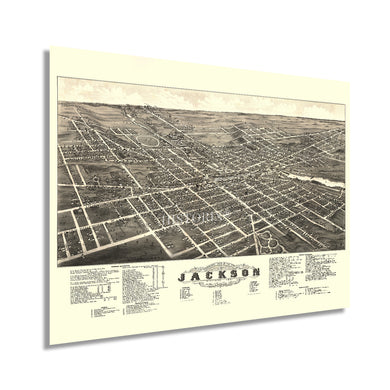 Digitally Restored and Enhanced 1881 Jackson Michigan Map Poster - Old Map of Jackson MI Wall Art - Jackson County Michigan Wall Map History