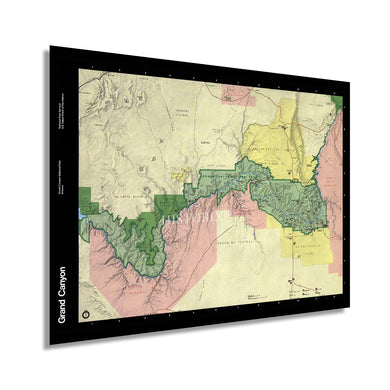 Digitally Restored and Enhanced 1984 Grand Canyon Map - Vintage Grand Canyon Poster - History Map of the Grand Canyon National Park Wall Art