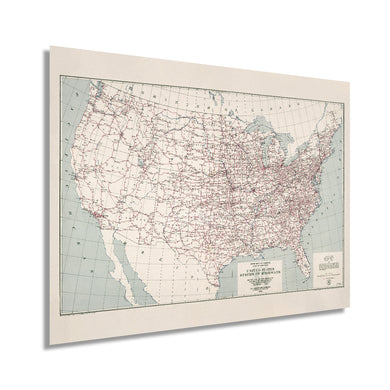 Digitally Restored and Enhanced 1950 United States Map System of Highways - Vintage Map of the United States Wall Art - Old USA Map Poster - History Map of USA - Historic United States Road Map Print