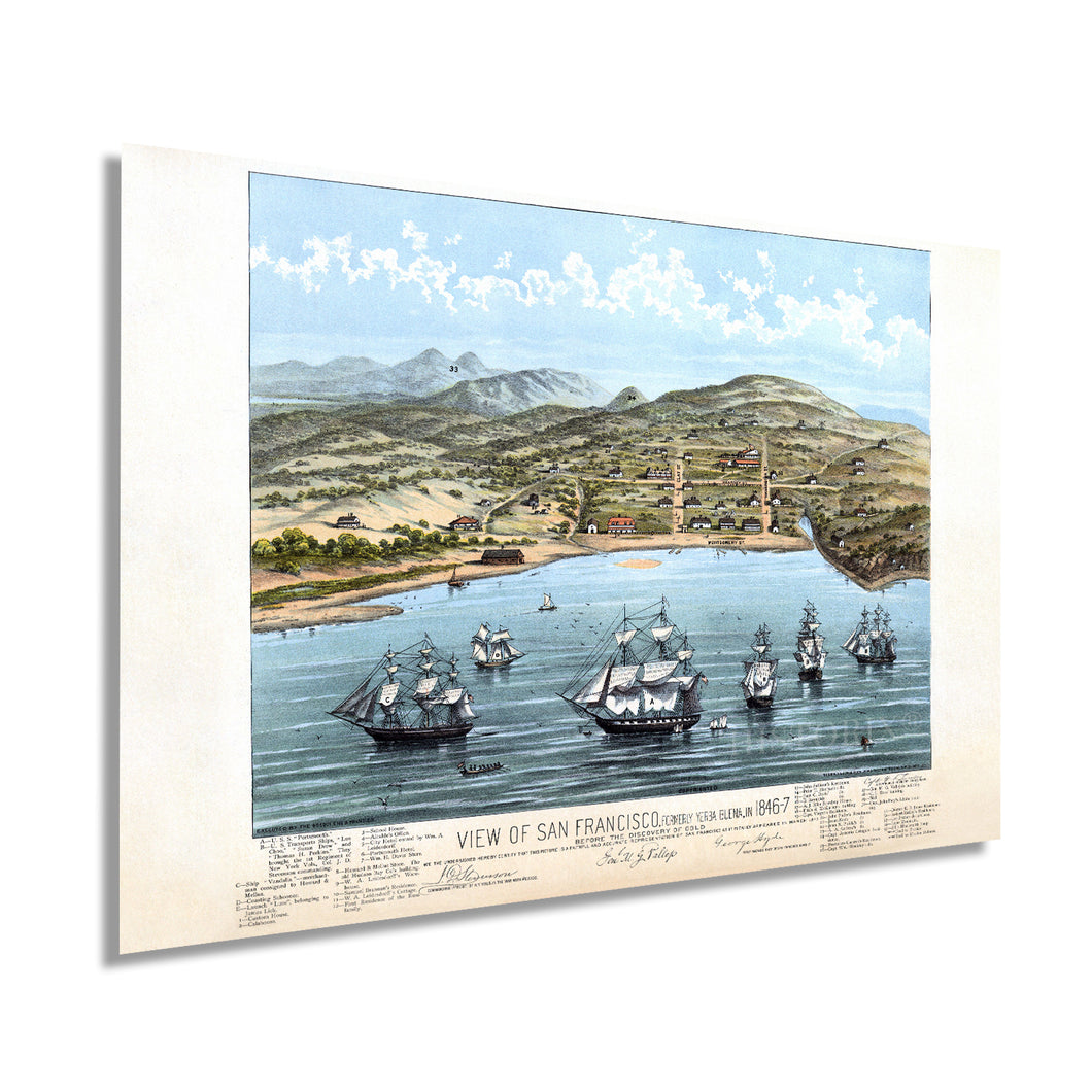 Digitally Restored and Enhanced 1884 San Francisco Map Art - View of Vintage San Francisco, formerly Yerba Buena in 1846-1847 - Vintage Map Wall Art - Bay Area Map Art - SF Poster - SF Map
