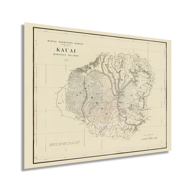 Digitally Restored and Enhanced 1903 Kauai Map - Vintage Kauai Wall Art - Historic Kauai Poster Print - Old Kauai Hawaii Map Territory Survey - Restored Wall Art Kauai Hawaiian Islands