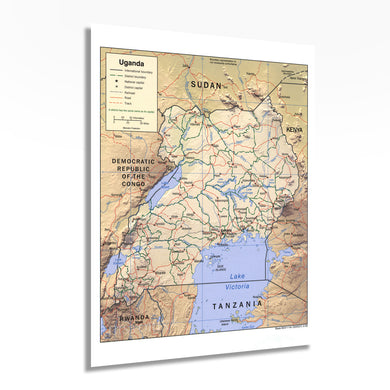 Digitally Restored and Enhanced 2005 Uganda Map Poster - Map of Uganda Wall Art - Uganda Poster Map Showing Roads Railroads International & District Boundaries National & District Capitals