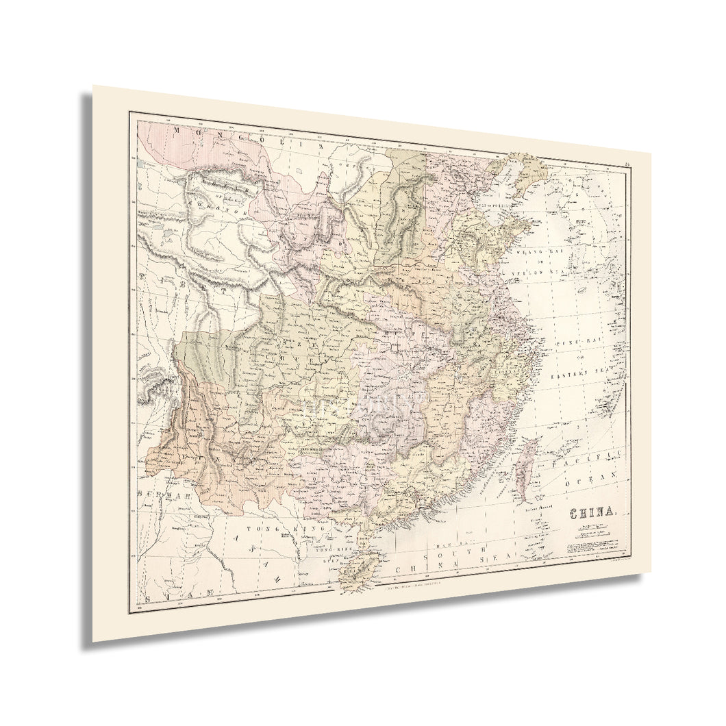 Digitally Restored and Enhanced 1885 China Map - Vintage Map of China Poster - Old Shanghai Map - History Map of Beijing - Historic Poster Map of China Wall Art - People's Republic of China Map Print