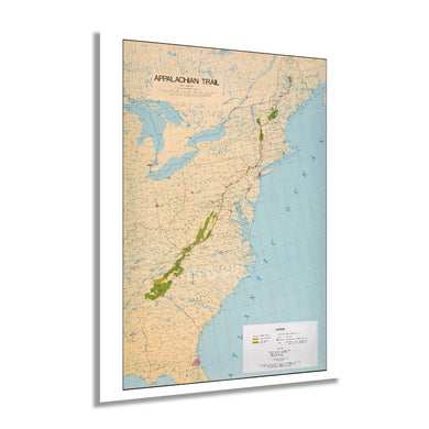 Digitally Restored and Enhanced 1981 Appalachian Trail Map Poster - 18x24 Inch History Map of Appalachian Trail Wall Art - Old Appalachian National Scenic Trail Map