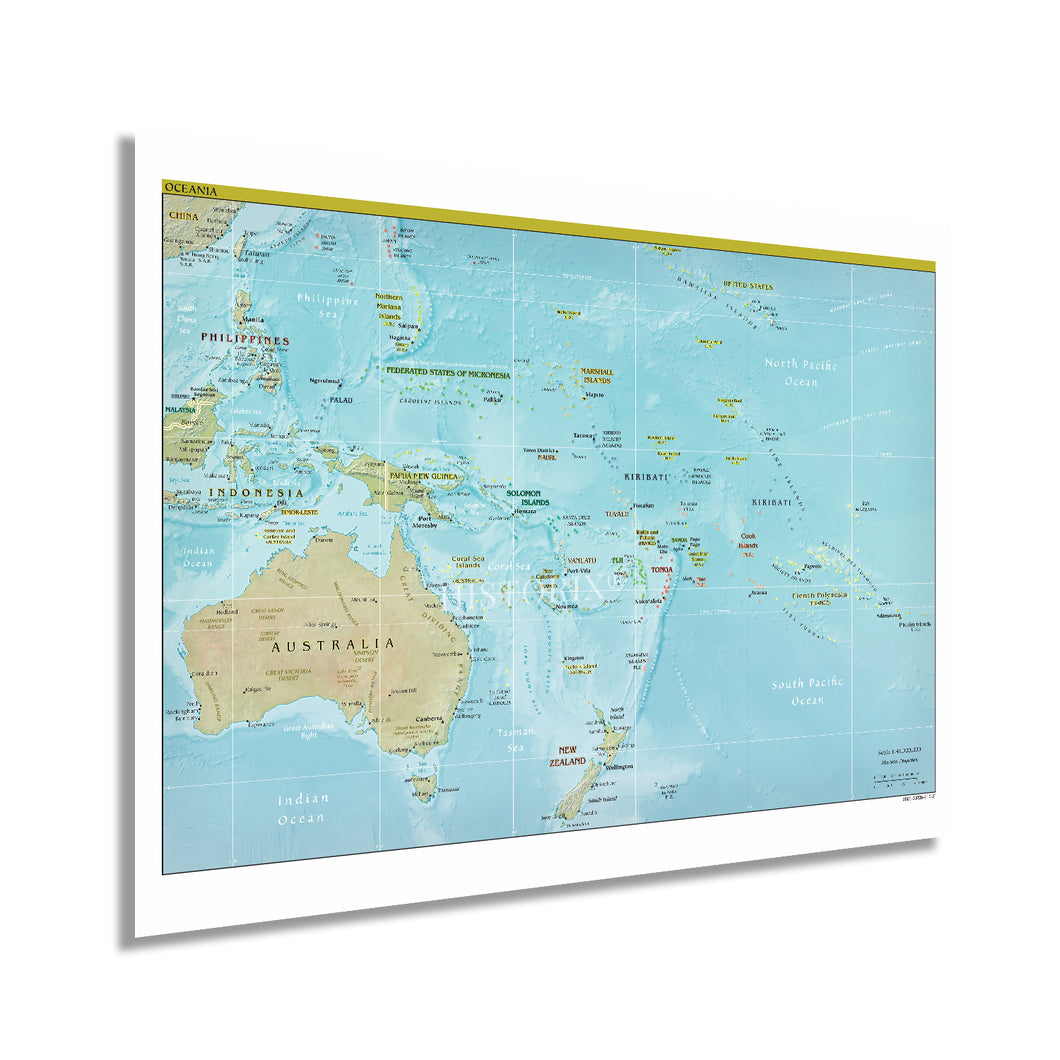 Mapa de Oceanía 2021 - Mapa de la región de Oceanía Impresión de arte de pared - Póster de mapa de Oceanía 