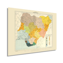 Load image into Gallery viewer, Digitally Restored and Enhanced 1967 Nigeria Map - Map of Nigeria Languages &amp; Dialects - Old Republic of Nigeria Wall Art - History Map of Nigeria Poster
