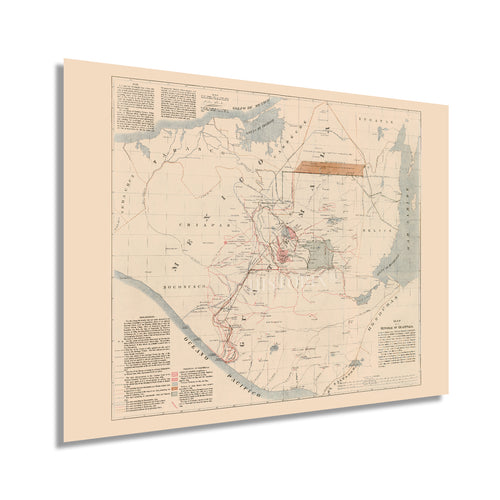 Digitally Restored and Enhanced 1895 Guatemala Map Poster - Mapa de Guatemala Wall Art - History Map of Guatemala - Old Guatemala and Mexico Map Boundary