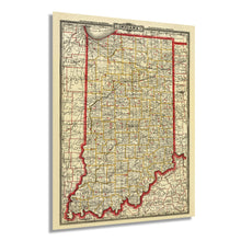 Cargar imagen en el visor de la galería, Digitally Restored and Enhanced 1888 Indiana State Map - Vintage Map of Indiana Wall Art - Vintage Indiana Map Poster with County, City, Town and Railroad Map - Indiana Wall Map
