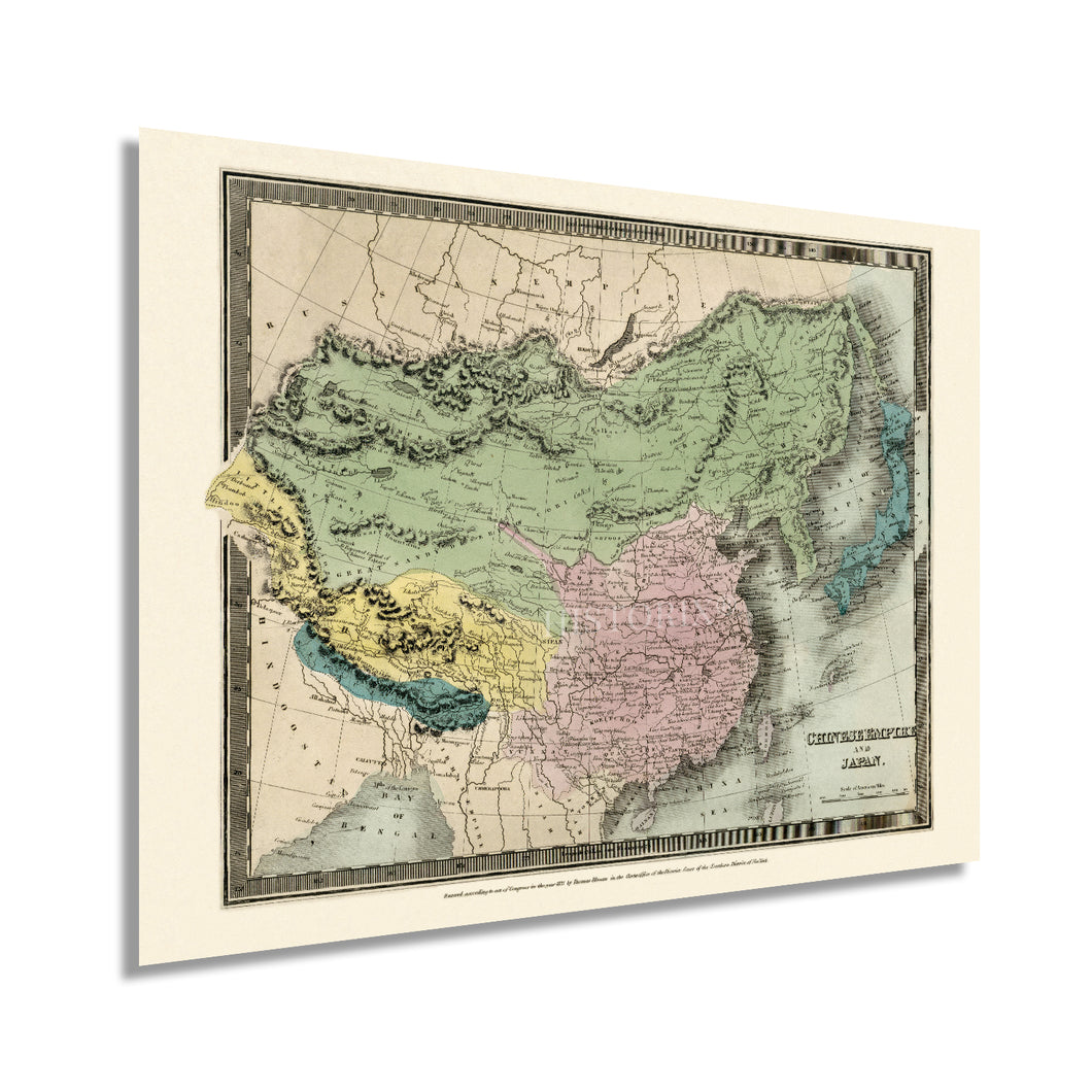 1835 Chinese Empire and Japan Map - Vintage Map of China Poster - Historic Chinese Empire Wall Art - Old Map of Japan Poster - Chinese Empire & Japan Wall Map History