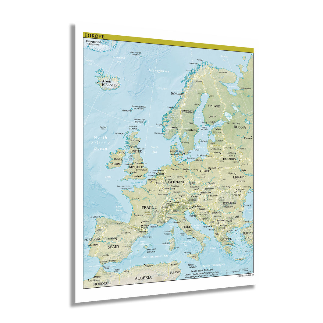 Digitally Restored and Enhanced 2021 Europe Map - Wall Map of Europe Poster - Europe Wall Art - Poster Map of Europe - Europe Map Wall Art - Giant Map of Europe