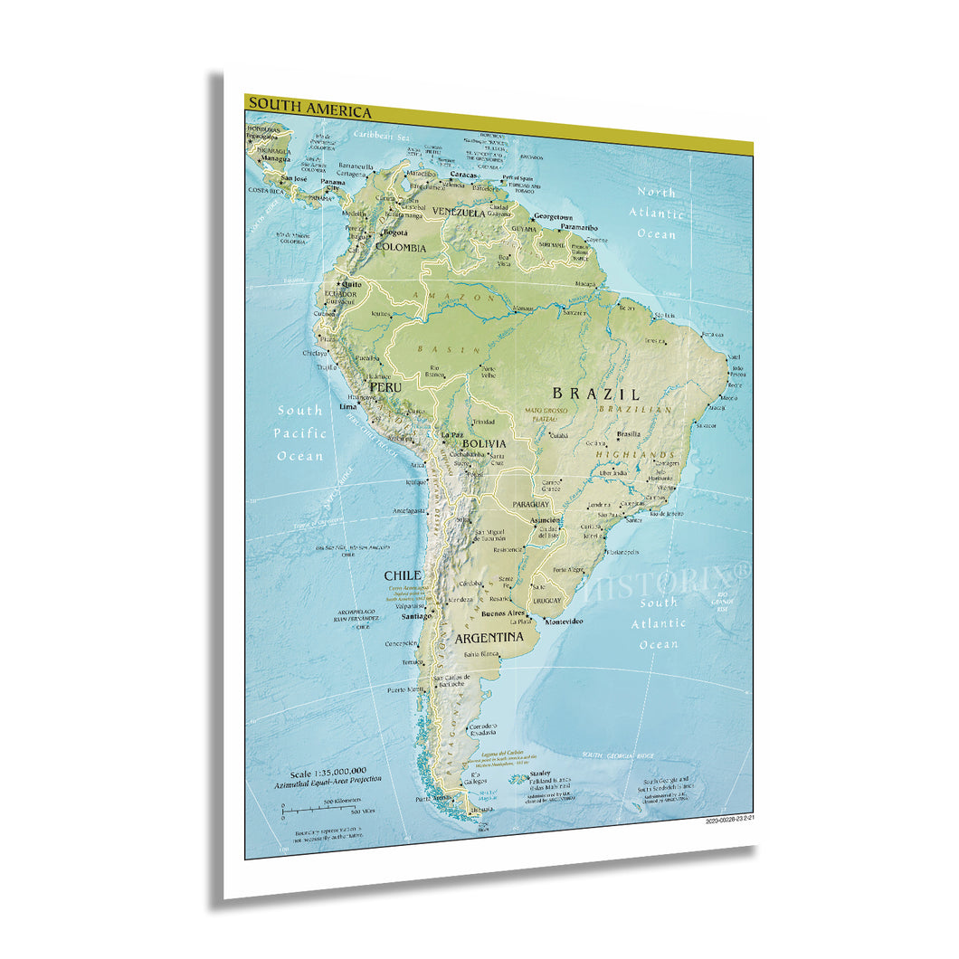 Digitally Restored and Enhanced 2021 South America Map Poster - South America Wall Art - Wall Map of South America Poster - Latin America Map Poster