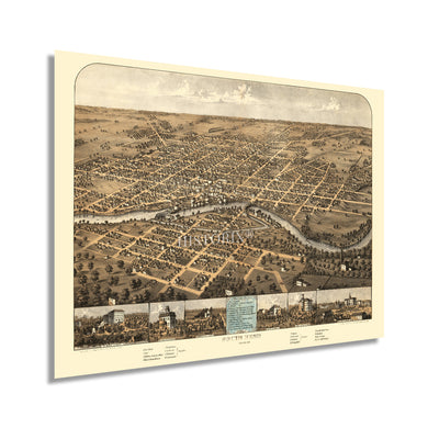 Digitally Restored and Enhanced 1866 South Bend Indiana Map Poster - Vintage South Bend City Map of Indiana - History Map of South Bend Wall Art