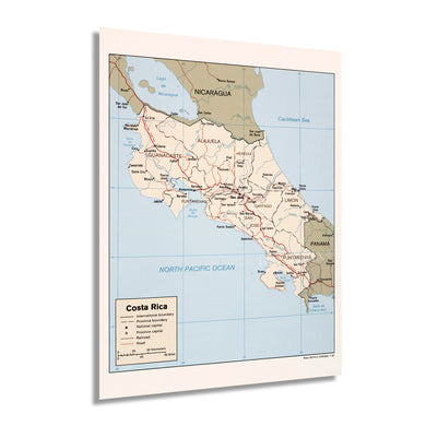 Digitally Restored and Enhanced 1987 Costa Rica Map Poster - Vintage Wall Map of Costa Rica Wall Art - Old Map of San Jose Costa Rica Central America - Restored Costa Rica History Map Print