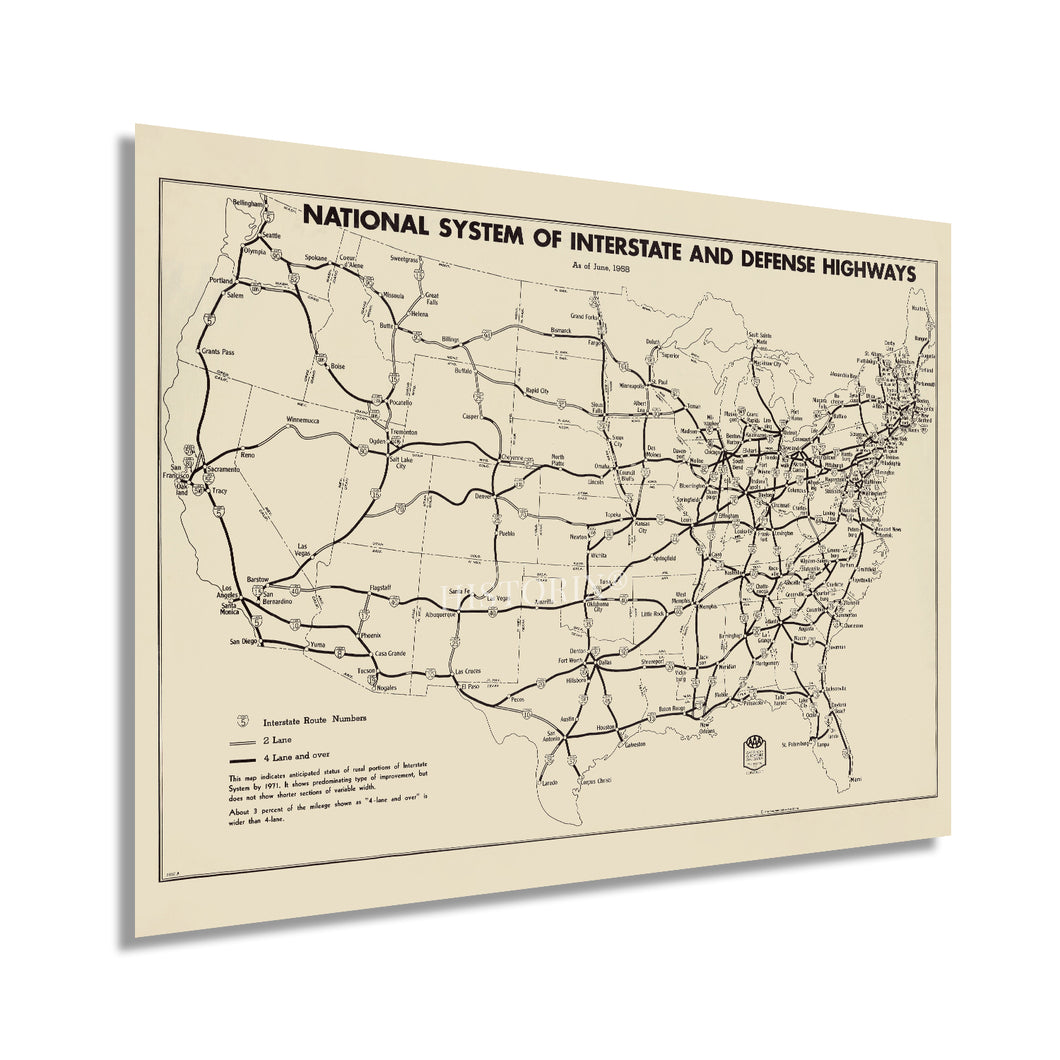 Digitally Restored and Enhanced 1958 Map of the United States National System of Interstate & Defense Highways - Vintage USA Map Poster - Old Map of USA