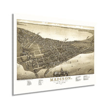 Cargar imagen en el visor de la galería, Digitally Restored and Enhanced 1885 Madison Wisconsin Map - Vintage Map of Madison Wisconsin - Old Madison City Map of Wisconsin - Dane County Madison Map - Bird&#39;s Eye View of City of Madison Wall Art
