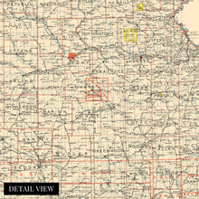 Load image into Gallery viewer, Digitally Restored and Enhanced 1898 Kansas State Map - Vintage Map of Kansas Wall Art Decor - Old Kansas Map Poster Showing County Seats Land Offices Indian Reservations and Railroads

