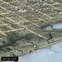 Cargar imagen en el visor de la galería, Digitally Restored and Enhanced 1868 Omaha Nebraska Map - Vintage Omaha Wall Art - Old Omaha Nebraska Map Print - Historic Map of Omaha NE Poster - Bird&#39;s Eye View History Map of Omaha Nebraska
