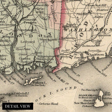 Cargar imagen en el visor de la galería, Digitally Restored and Enhanced 1859 Connecticut State Map with Portions of New York &amp; Rhode Island - Vintage Map of Connecticut Wall Art - Old Map of CT - Connecticut Map Poster Decor
