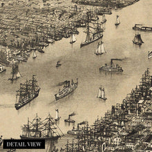 Load image into Gallery viewer, Digitally Restored and Enhanced 1886 Map of New York City Poster - NYC Vintage Map Wall Art - Panoramic Birds Eye View of New York City Map Art - New York City Map Print - NYC Vintage Poster
