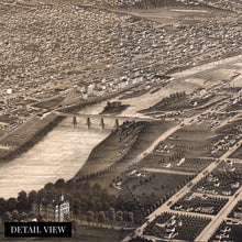 Load image into Gallery viewer, Digitally Restored and Enhanced 1879 Minneapolis Minnesota Map Poster - Vintage Minneapolis Map Print - Old Minneapolis Wall Art - Panoramic View of Minneapolis MN Looking North West
