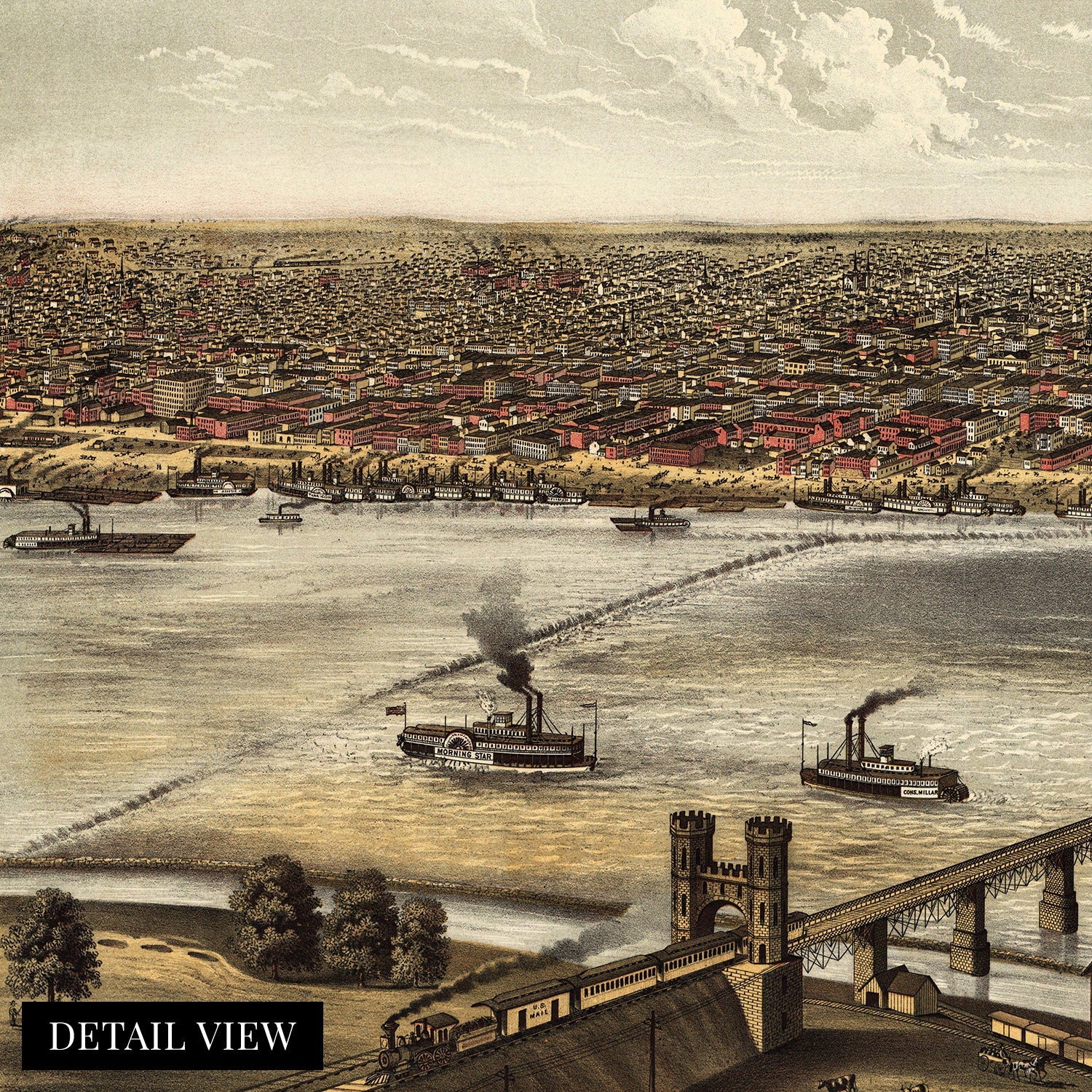 1876 Bird's Eye View Map of Louisville Kentucky Wall Art Print – Historic  Prints