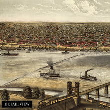Load image into Gallery viewer, Digitally Restored and Enhanced 1876 Louisville Kentucky Map - Vintage Louisville Wall Art - Old Louisville KY Map - Historic Louisville Poster - Bird&#39;s Eye View Map of Louisville KY
